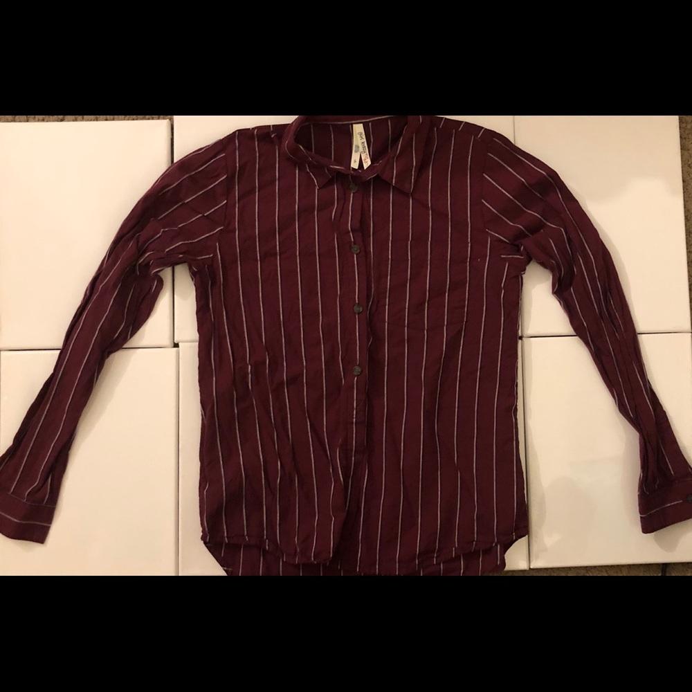 Girl Krazy burgundy striped button down top